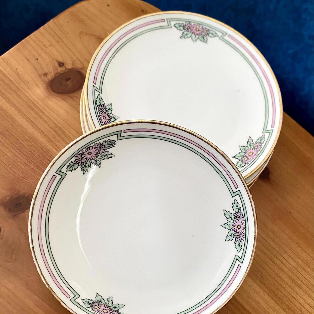 Vintage J&C Bavaria Germany Floral Gold Trim Porcelain Plates Set 5 Serving Set